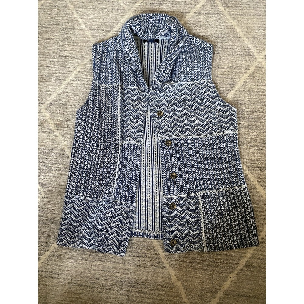 Chaps Denim Button Up Sweater Knit Vest Sz Large Lightweight Button Closure